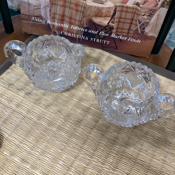 Antique American Brillilant Cut Glass Sugar & Creamer Duo, "Heart" Pattern - Picture 2 of 3